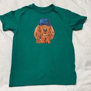 Crewcuts Green Dog Graphic Tee with Baseball Cap Design